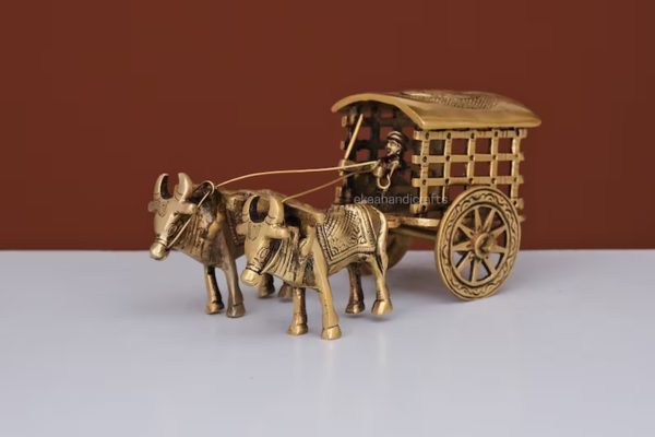 Brass Vintage Bullock Cart Showpiece