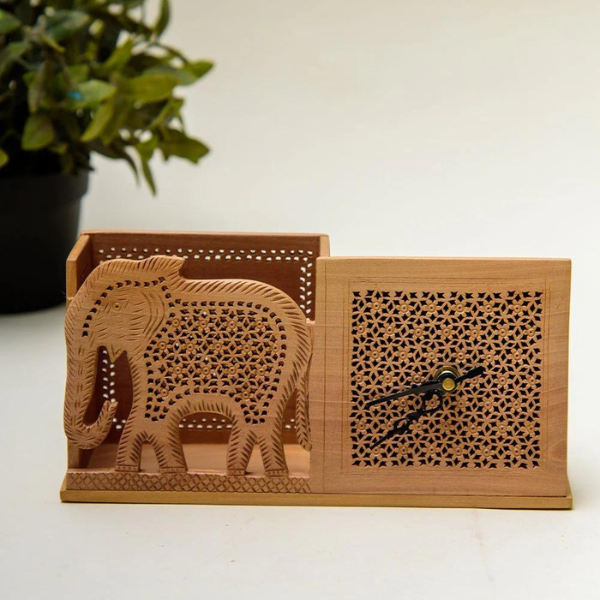 Wooden Clock With Elephant Gift