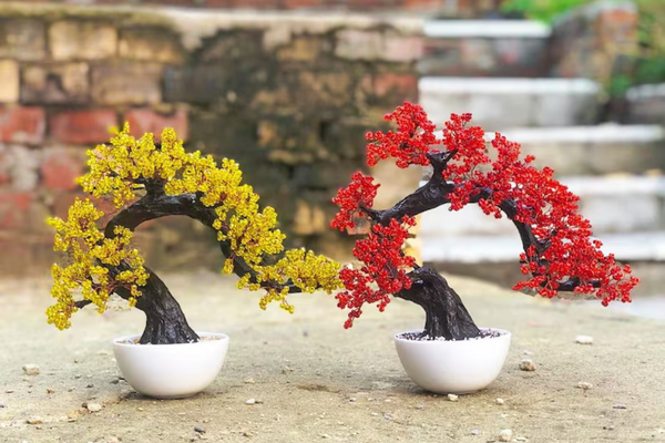 Artificial Tree Red and Yellow Bonsai Plant